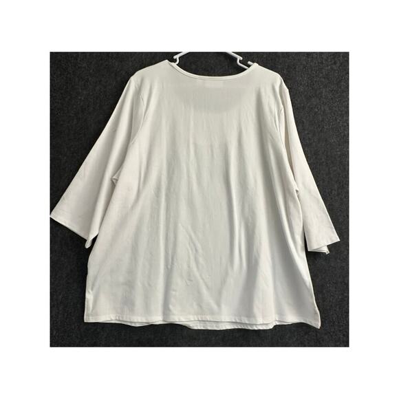 New Quacker Factory Silver Sequin White Top 2X Stretch Mature - Picture 3 of 6
